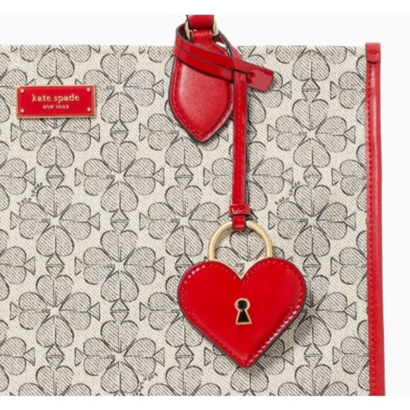 New Kate Spade Spade Flower Coated Canvas Large Market Tote Cherry Rose - Picture 4 of 6